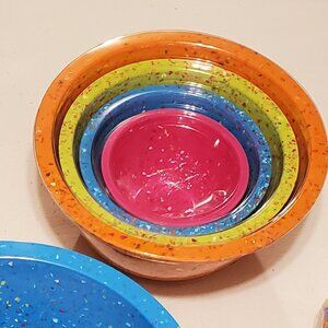 NWT -RARE -ZAK!  4 pc. "Confetti" Pattern Colorful Nesting Bowl Set